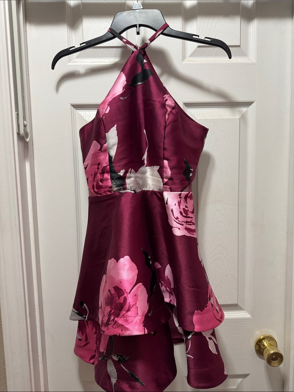 Speechless Burgundy Dress with Pink Floral Accents - Picture 4 of 5